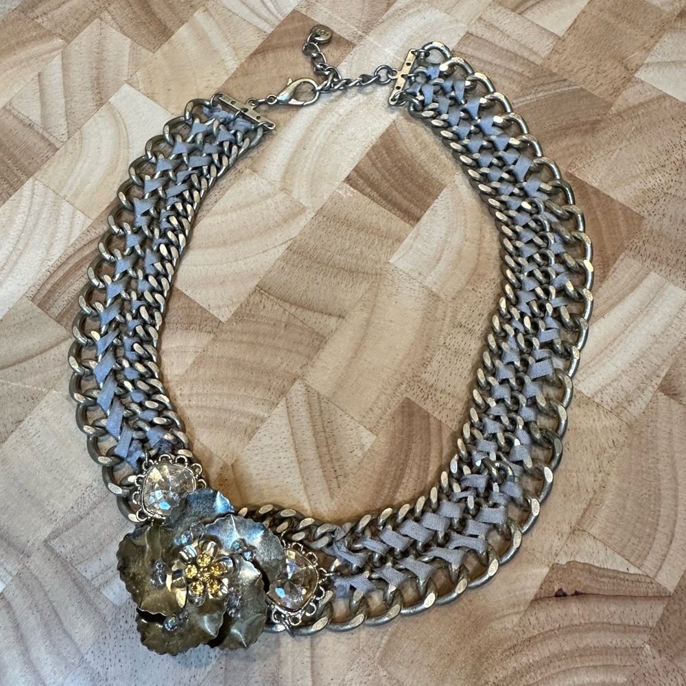 Loft Elegant Gold and Silver Chain Necklace with Floral Accent